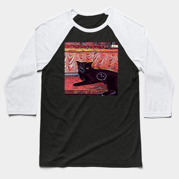CAT CLOCK Baseball T-Shirt by CATUNIVERSE